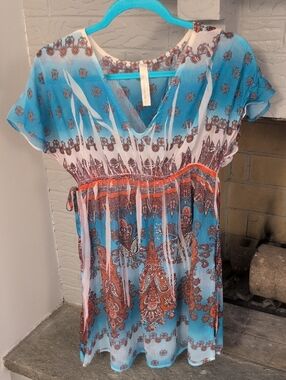S-Twelve Blue and Orange Paisley Cover Up
